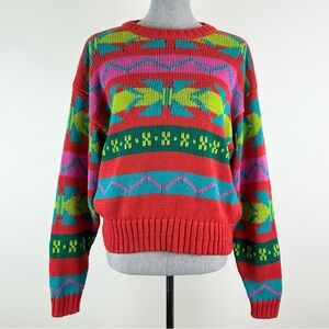 Vintage Lizwear Colorful Geometric Knit Sweater